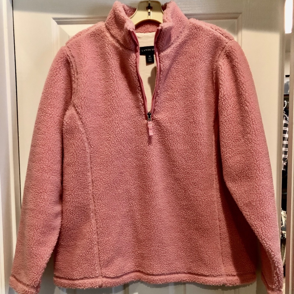Women's Lands End Quarter Zip Sherpa Fleece Pullover